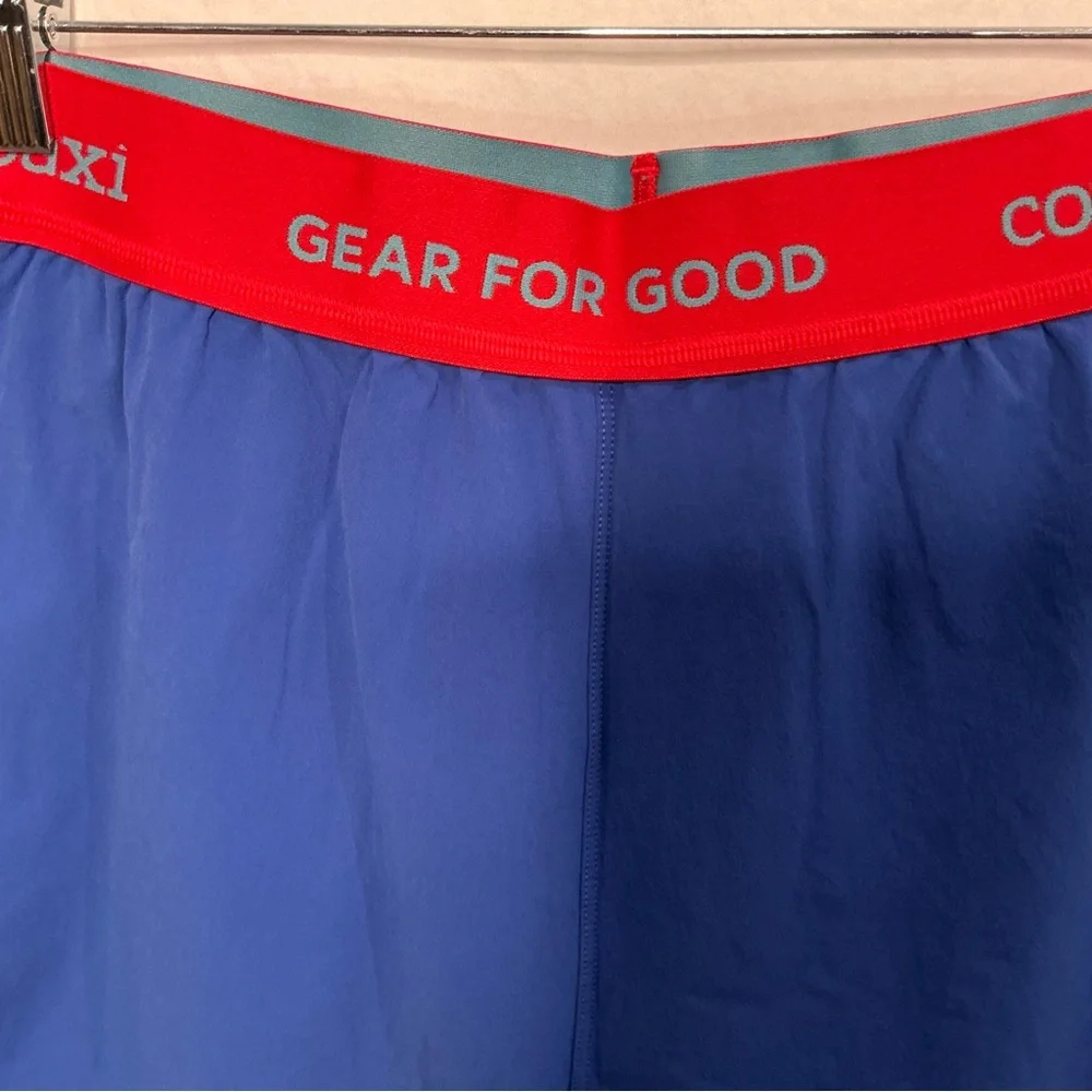 Cotopaxi Shorts Mens M Blue Nylon Spandex Crux Spellout Waistband Hiking Outdoor